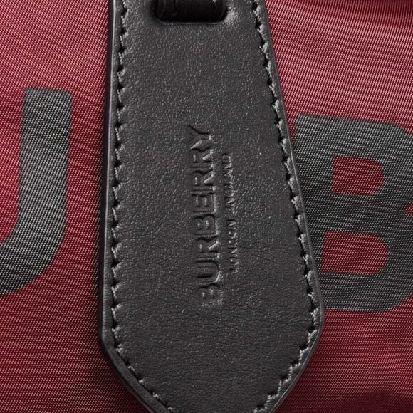 Burberry Burgundy/Black Eco Nylon Small Tote Bag - Picture 11 of 12